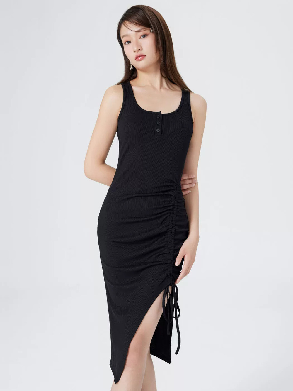 ZARA Gray Tank Dress Waist Tie Slimming Bodycon Summer Sexy Dress